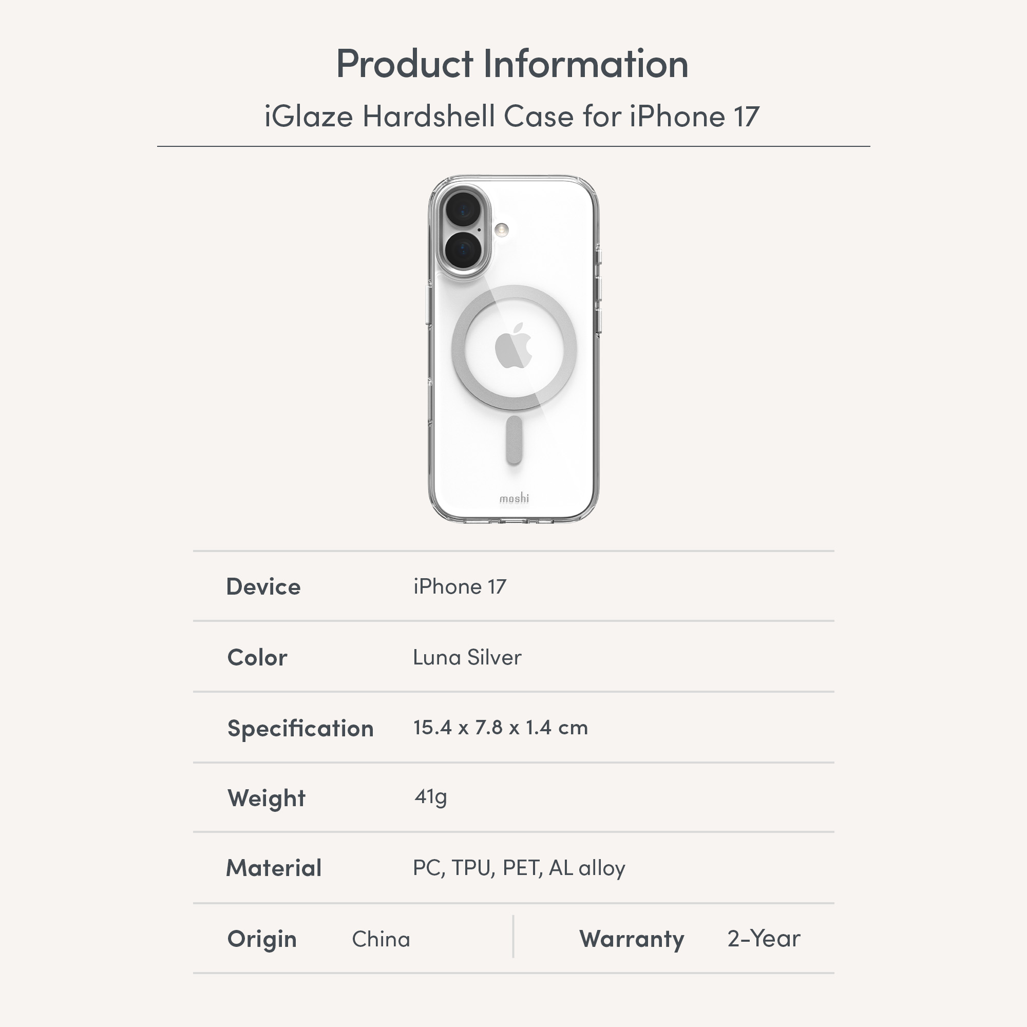 iGlaze for iPhone 17 - Luna Silver