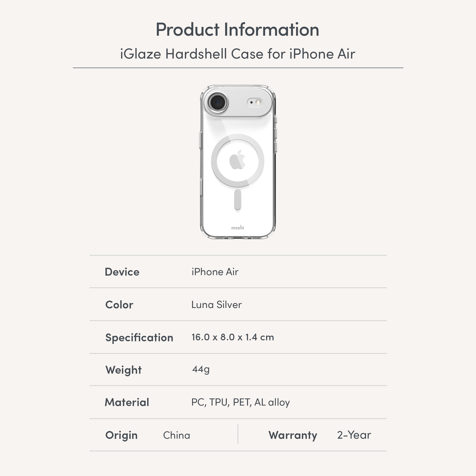 iGlaze for iPhone 17 Air - Luna Silver