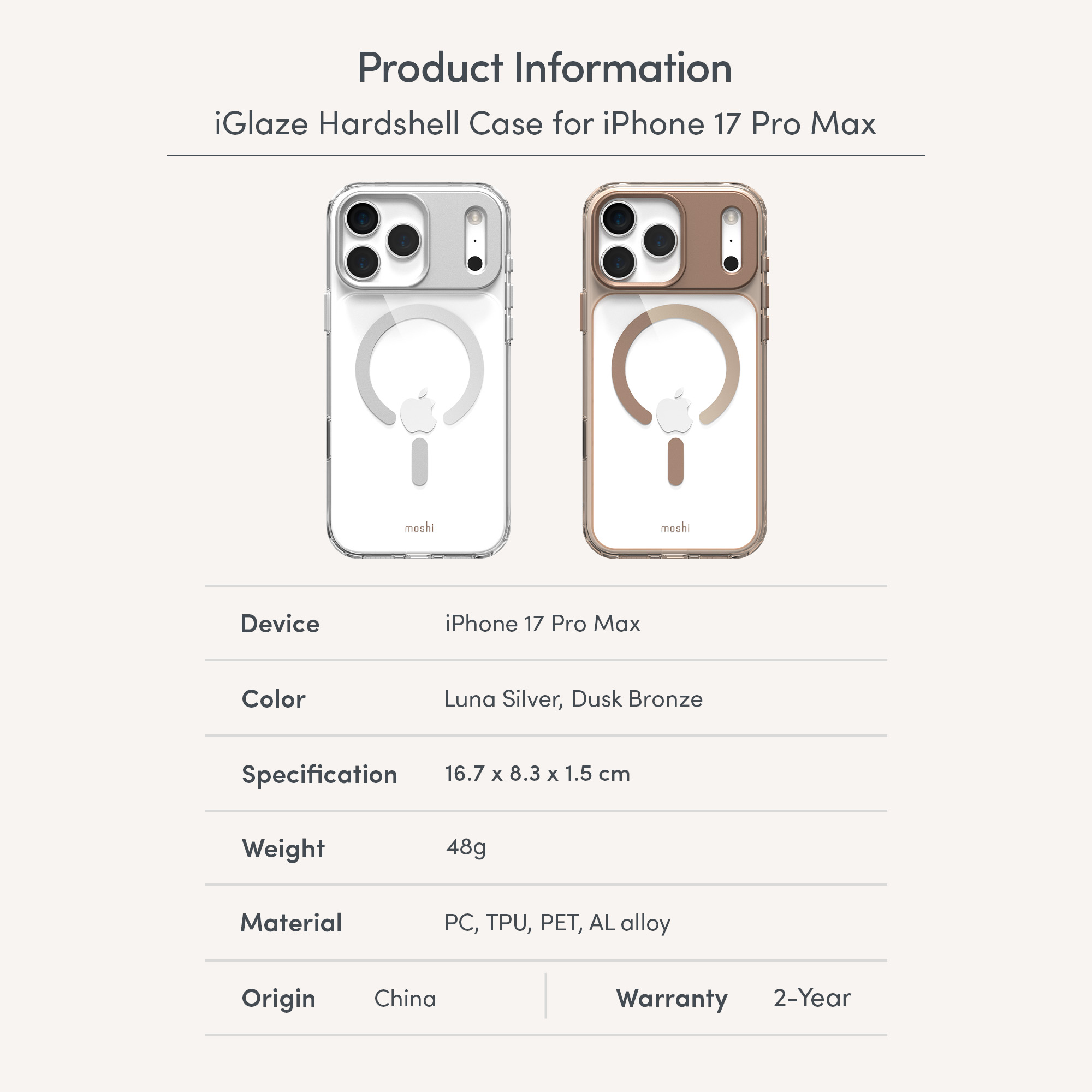 iGlaze for iPhone 17 Pro Max - Dusk Bronze