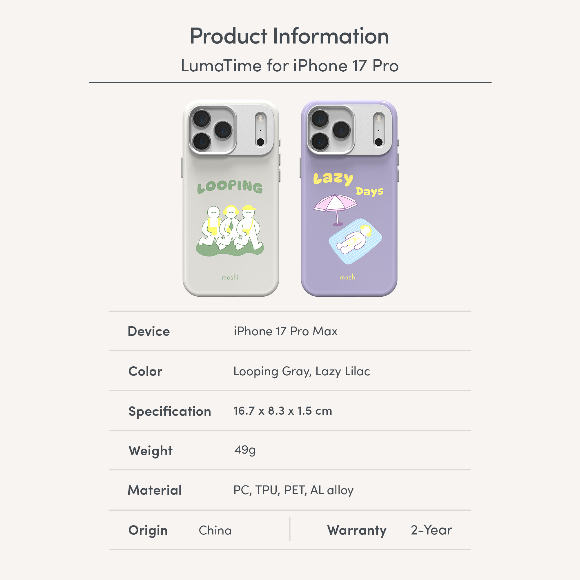 LumaTime for iPhone 17 Pro Max - Lazy Lilac