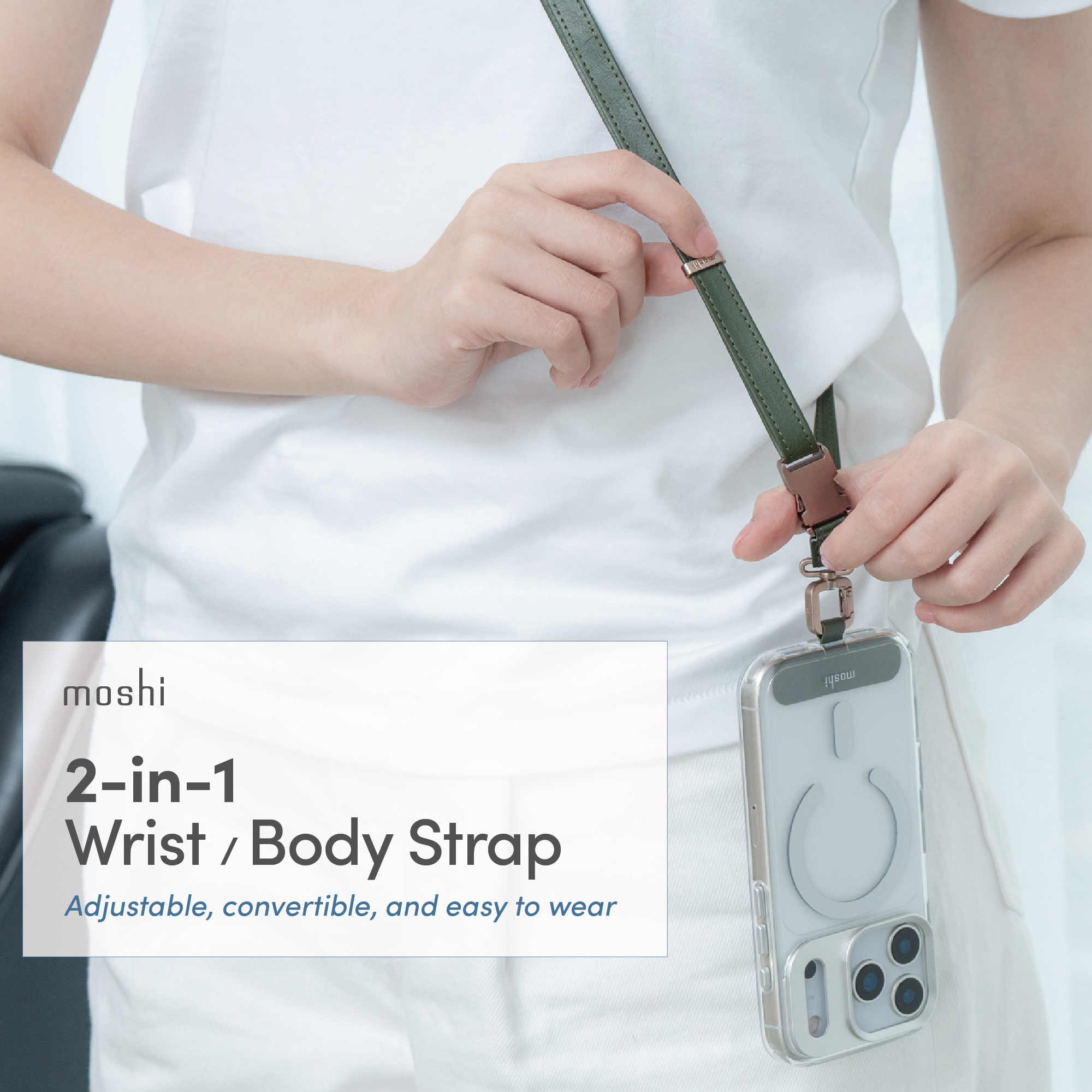 2-in-1 Wrist/Body Strap (PU) with Adapter - Midnight Gray