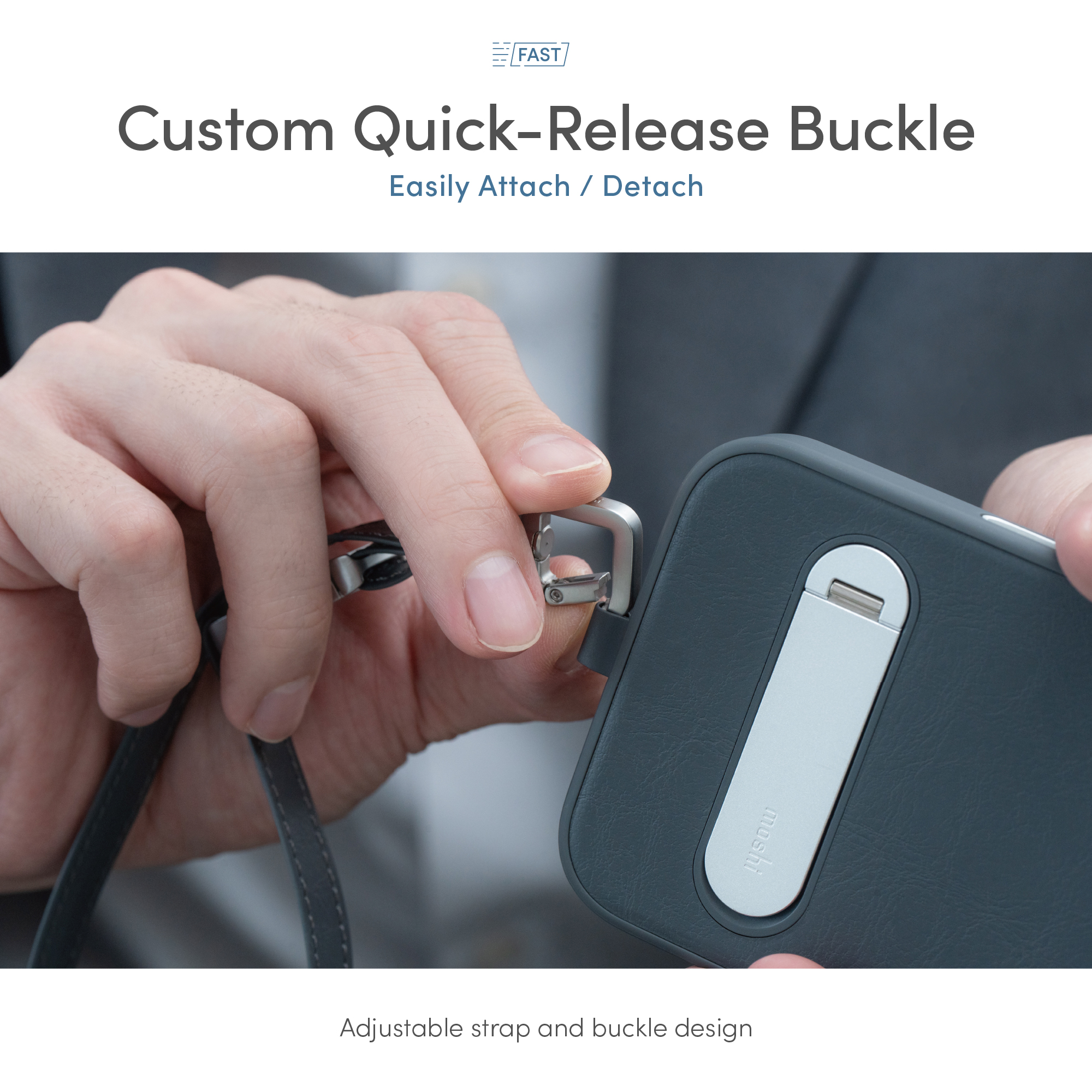 2-in-1 Wrist/Body Strap (PU) with Adapter - Midnight Gray
