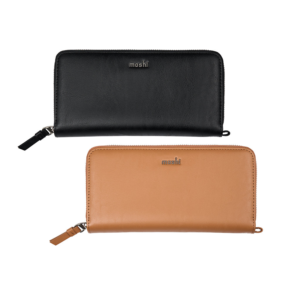 Folia Zip-Around Long Wallet - Charcoal Black