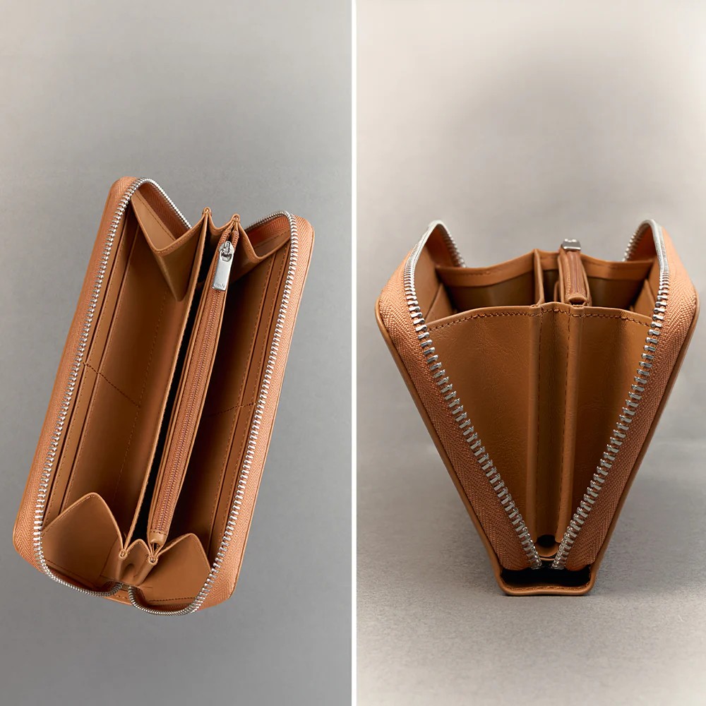 Folia Zip-Around Long Wallet - Caramel Brown