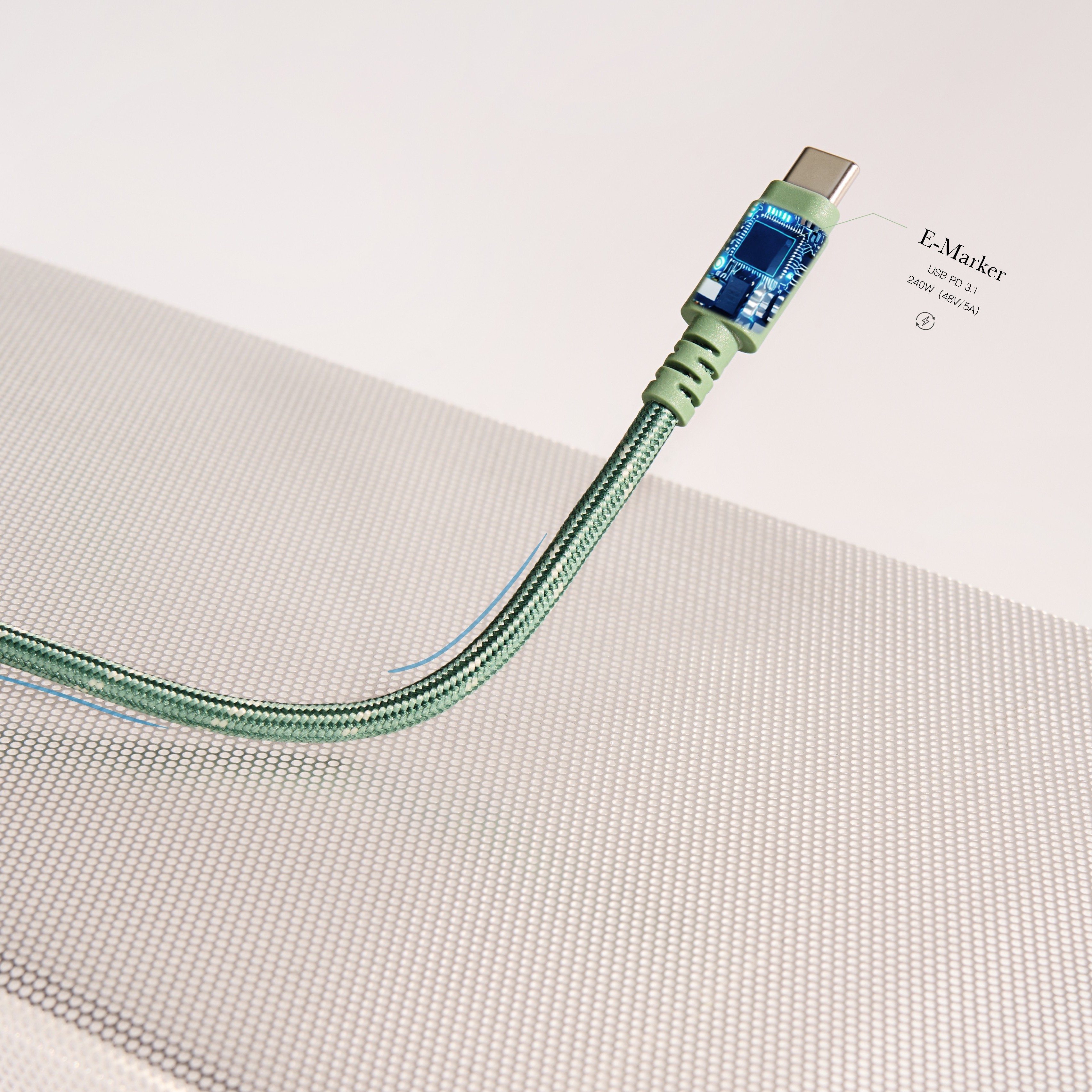 Integra? USB-C to C (240W/480Mbps) Cable with Slim (1.2M) - Field Green