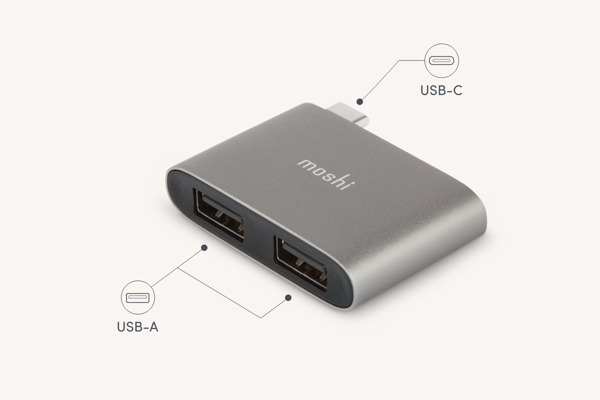 USB-C to Dual USB-A Adapter - Titanium Gray