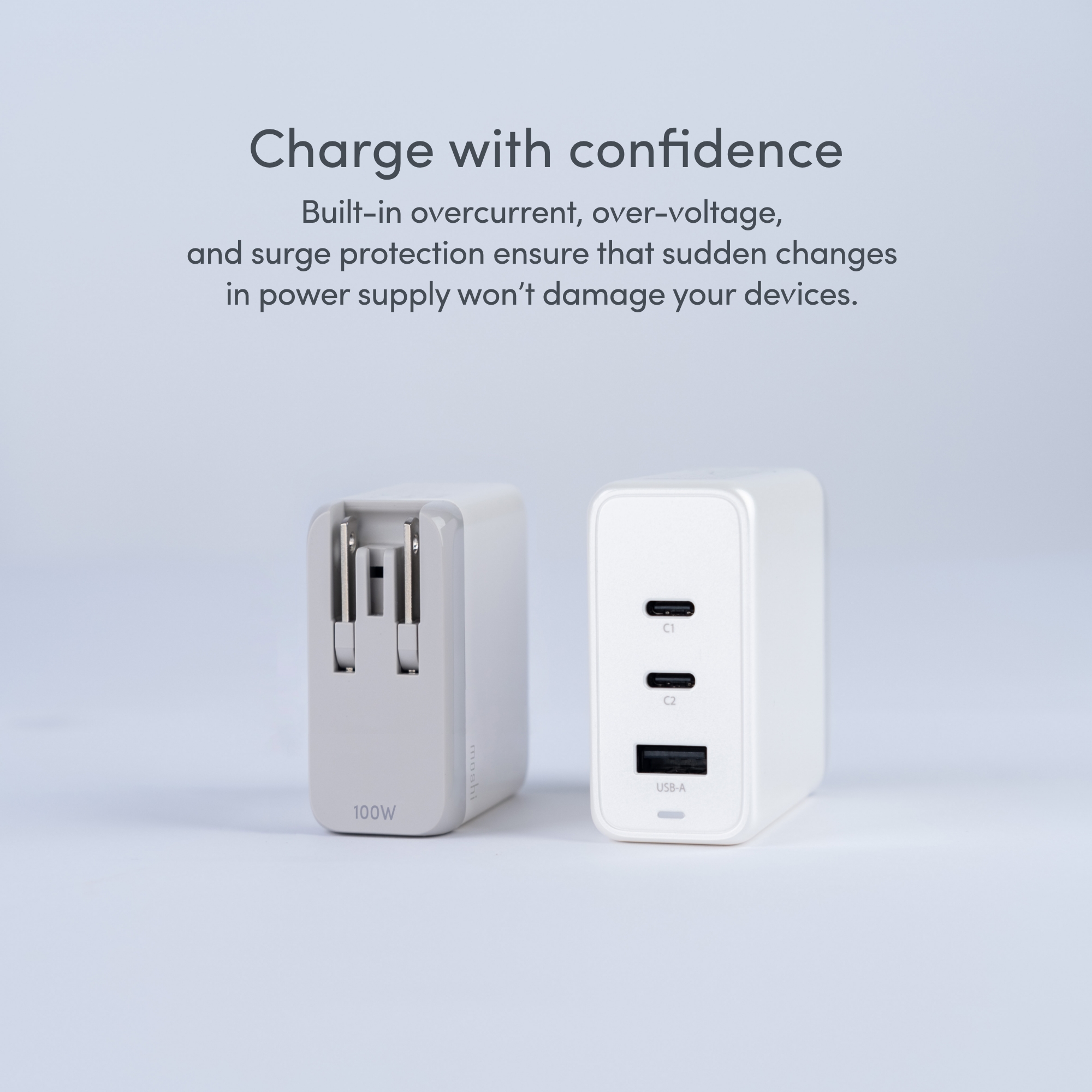 Rewind 100W GaN Charger with Cable - Pearl White
