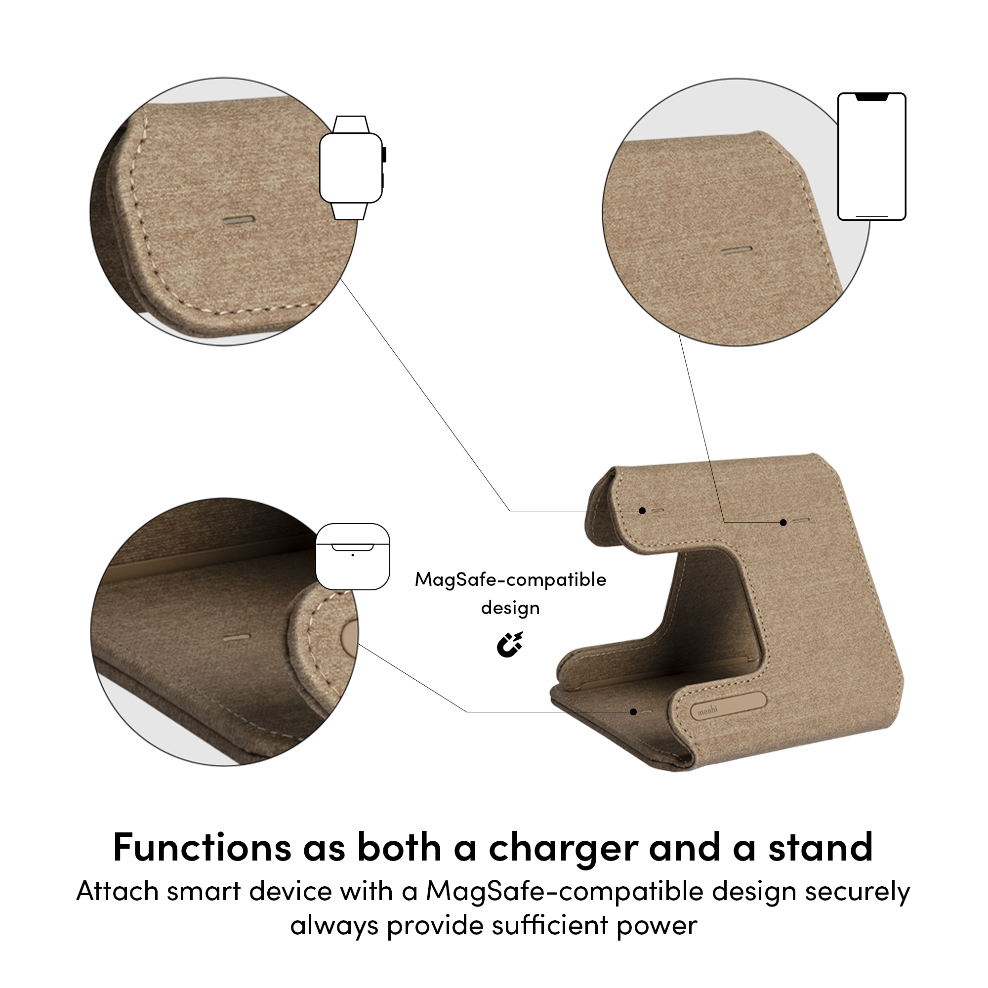 Taita M 3-in-1 Foldable Wireless Charging Station - Rock Black