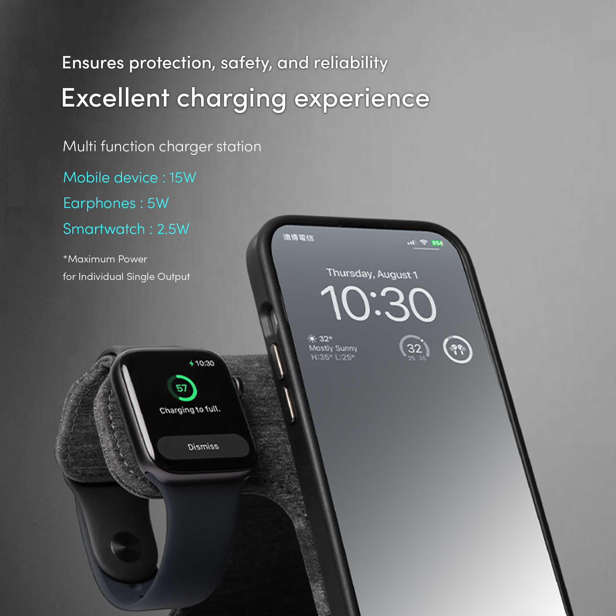 Taita M 3-in-1 Foldable Wireless Charging Station - Rock Black