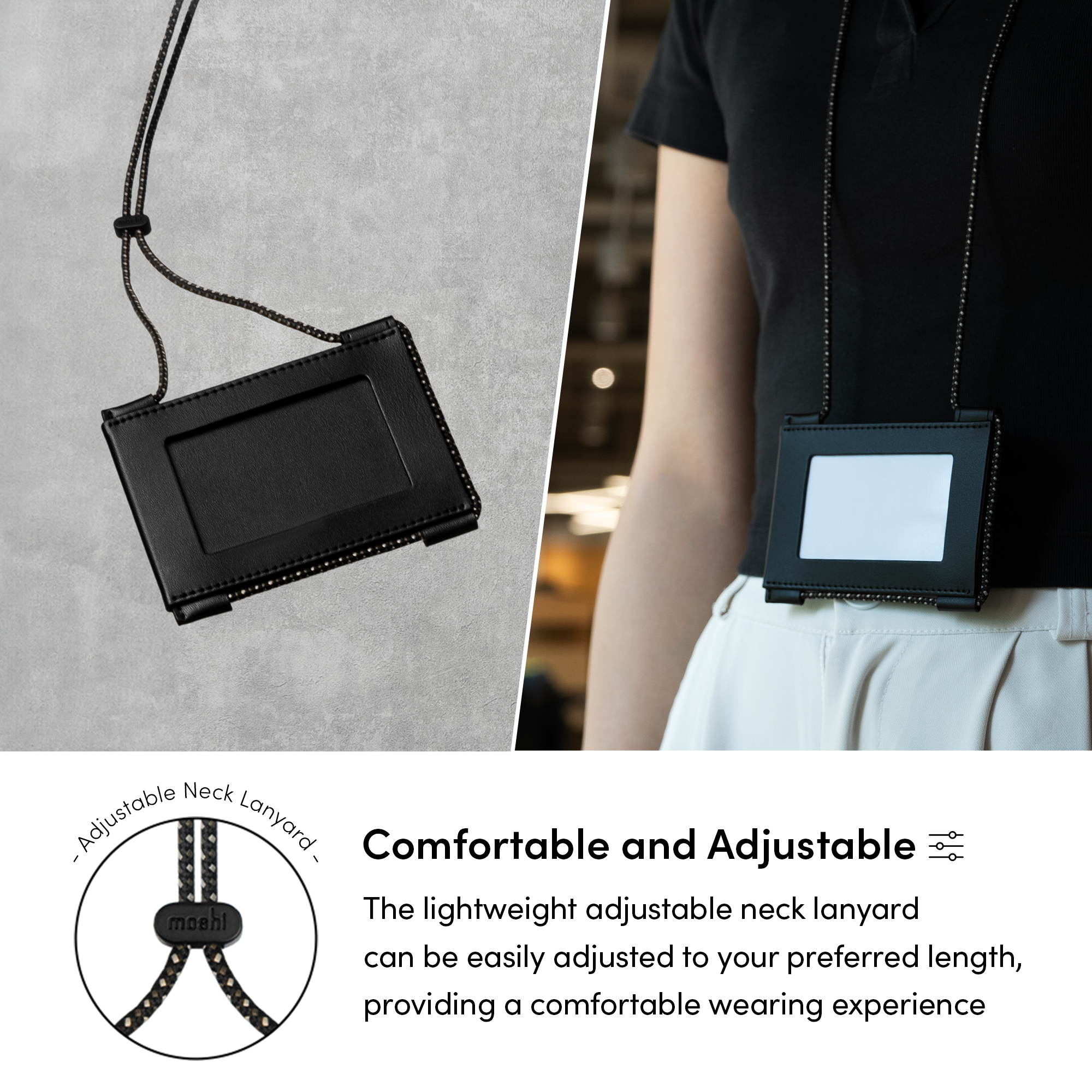 Dual-Sided Vertical & Horizontal Badge/ID Holder - Midnight Black