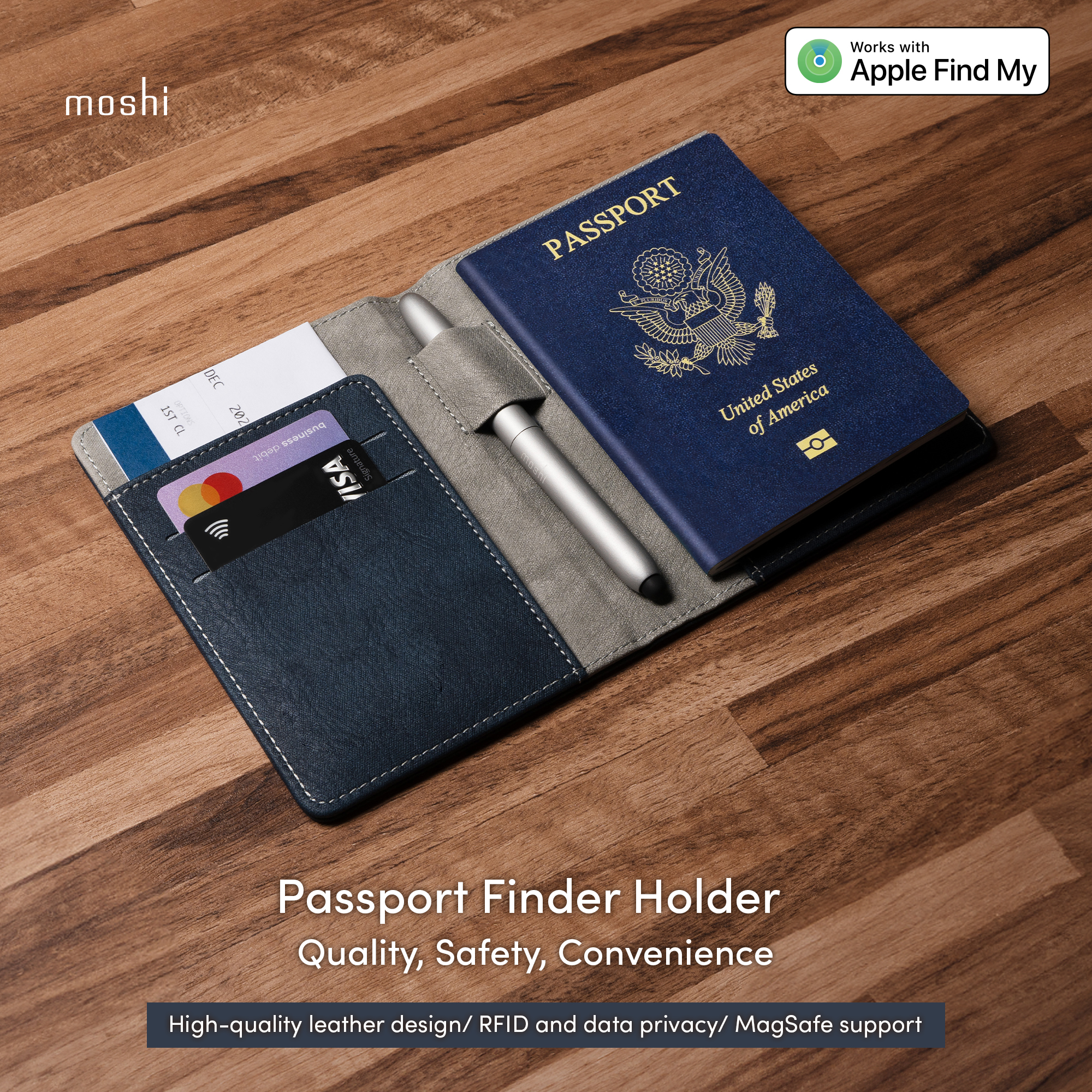 Passport Finder Holder - Midnight Blue