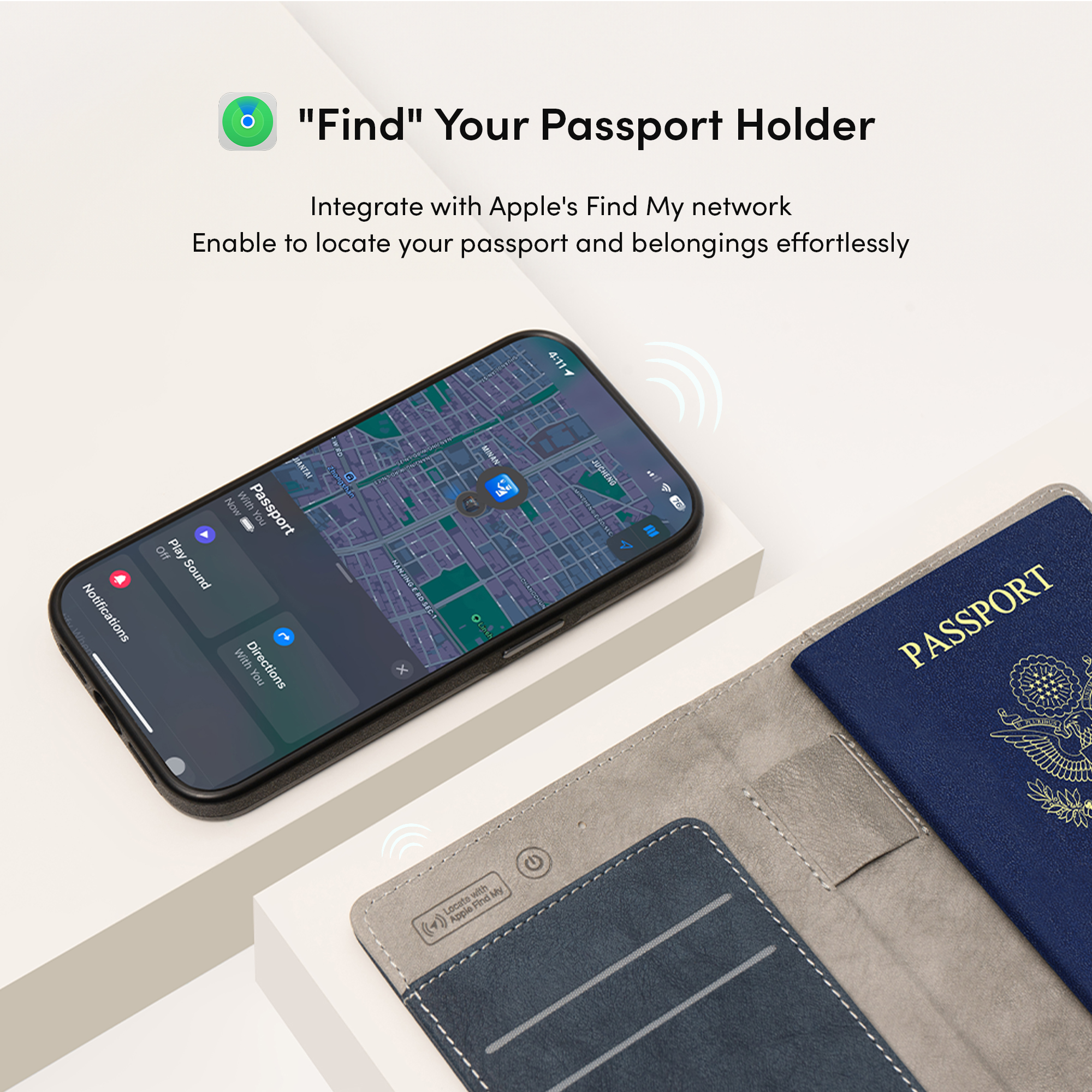 Passport Finder Holder - Midnight Blue