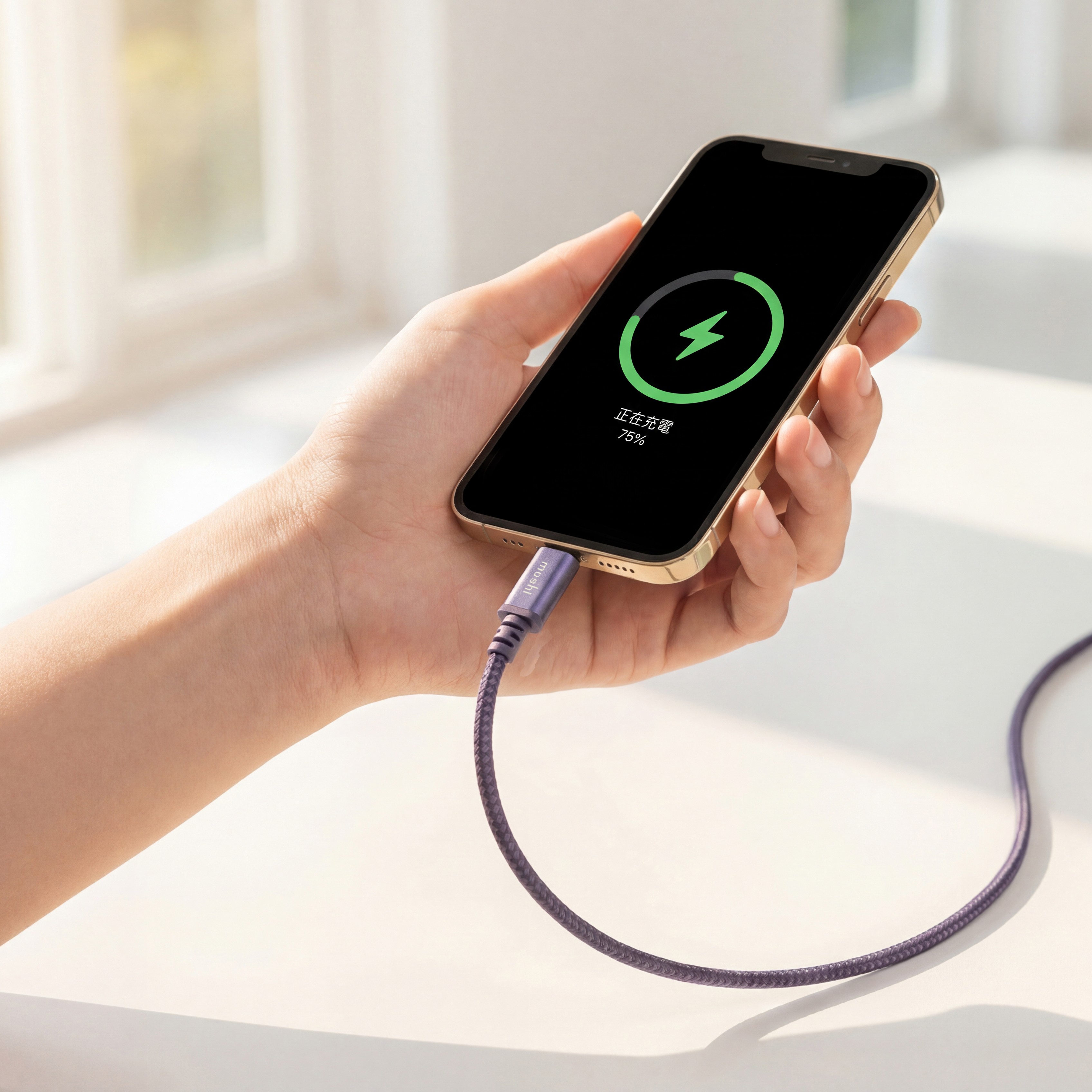 Integra USB-C Charge/Sync cable with Lightning (1.2M) - Obsidian Violet
